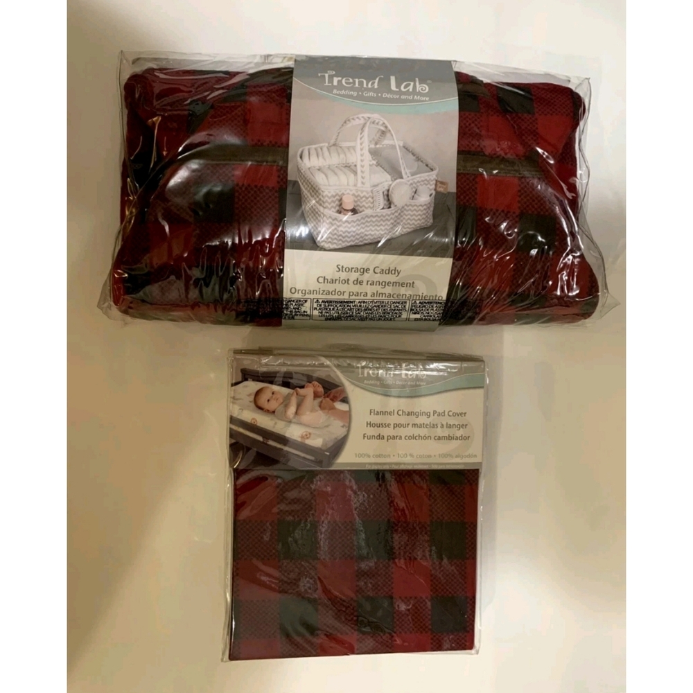 SET OF 2 TRENDLAB STORAGE CADDY  AND FLANNEL CHANGING PAD COVERS FOR BABY